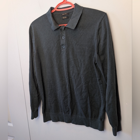 Massimo Dutti Other - MASSIMO DUTTI Men Sweater Size Large Dark Green Long Sleeve Polo 3 Buttons